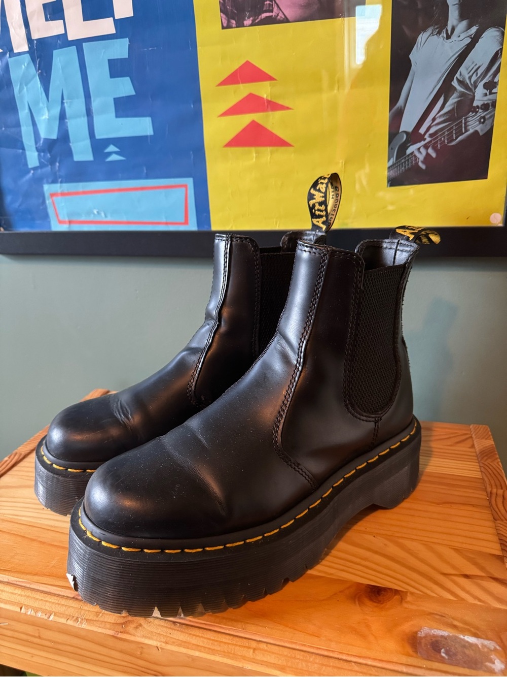 Dr. Martens Black Leather Platform Chelsea Boots, FREE Care Kit Included